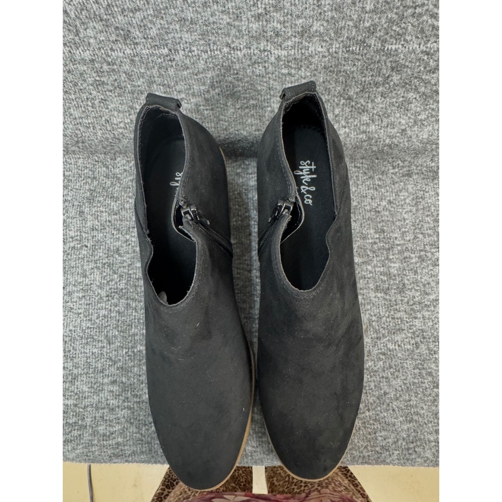 Style & Co Women's Sz 9.5Black Faux Suede Ankle Booties Boots Block Heel - Picture 7 of 13